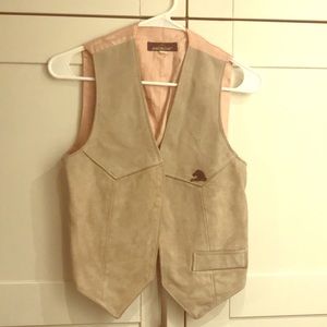 VINTAGE Jordache Suede+Satin Waistcoat S-XS GUC